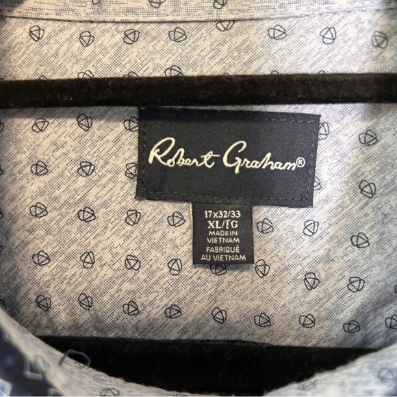 Robert Graham Men’s Large Navy Diamond Patterned Shirt Long sleeve Button up - Picture 3 of 9